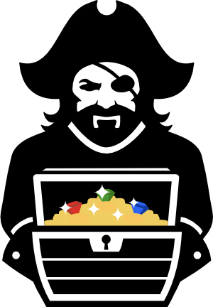 Ransack Media logo featuring pirate icon and treasure chest design.